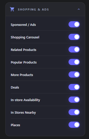 Search Cleaner filter categories for Shopping and Ads