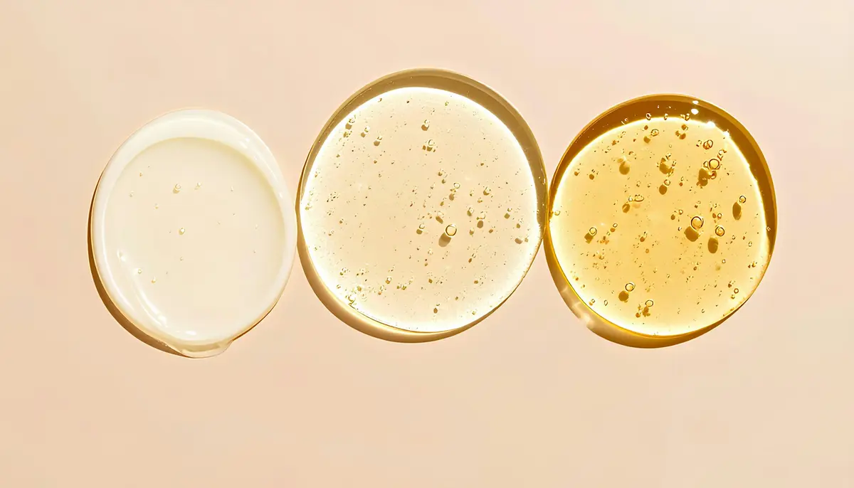 Three serum drops in clear circles