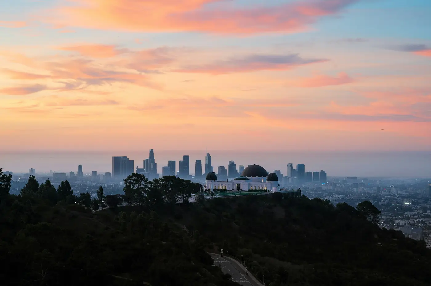 Downtown Los Angeles at dusk from the Los Feliz hills