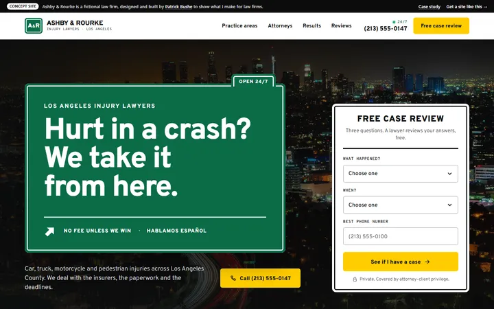 Ashby & Rourke concept site, home page