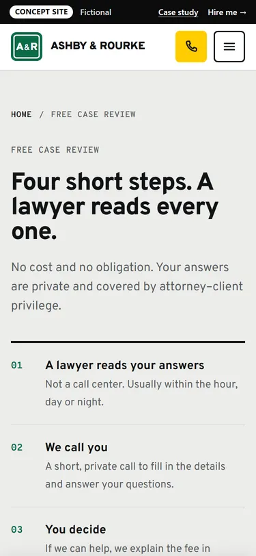 Ashby & Rourke: Free case review on a phone