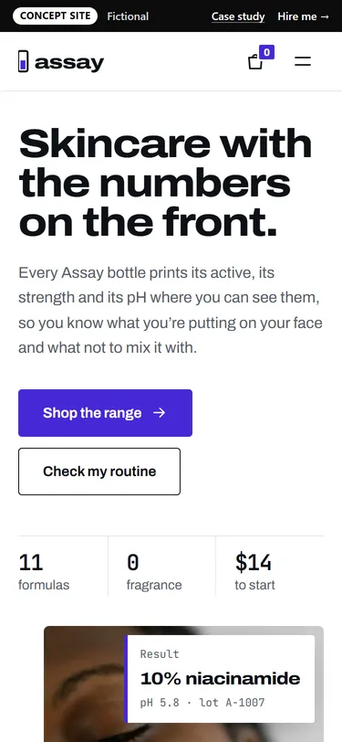 Assay home page on a phone