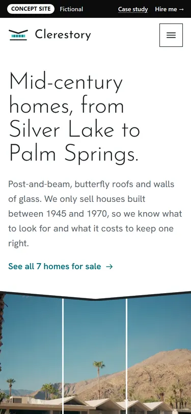 Clerestory home page on a phone
