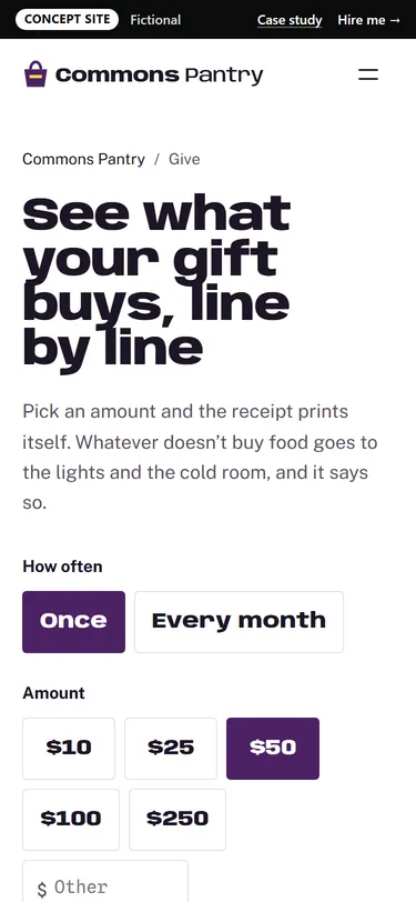 Commons Pantry: Give on a phone