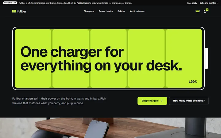 Fullbar concept site, home page