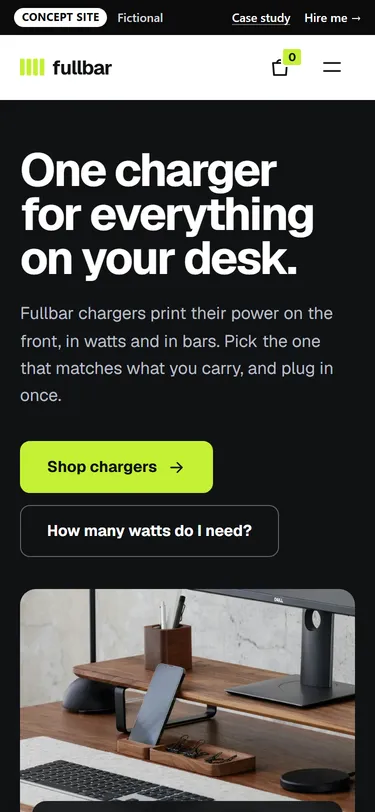 Fullbar home page on a phone