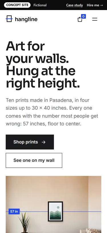 Hangline home page on a phone