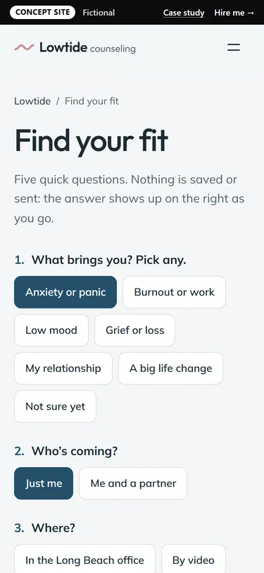 Lowtide Counseling: Find your fit on a phone