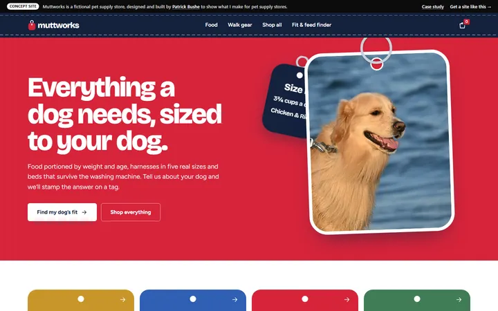 Muttworks concept site, home page