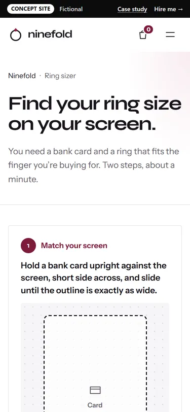 Ninefold: Ring sizer on a phone