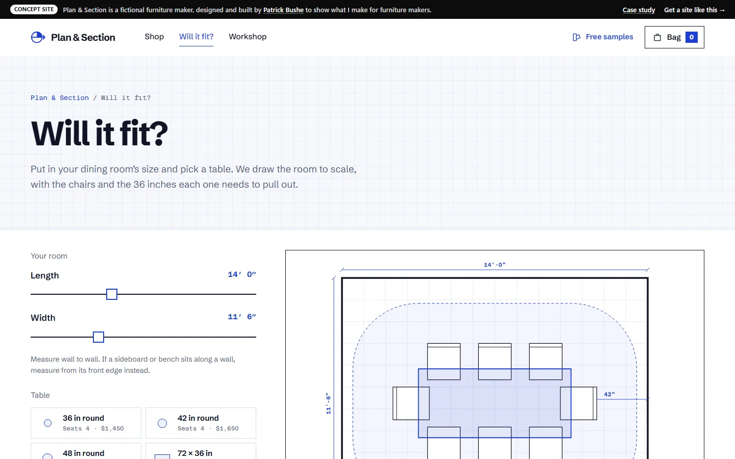 Plan & Section: Room planner on a desktop screen