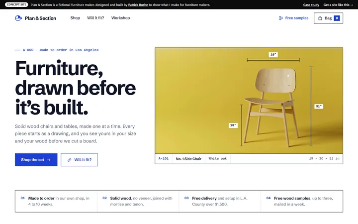 Plan & Section concept site, home page