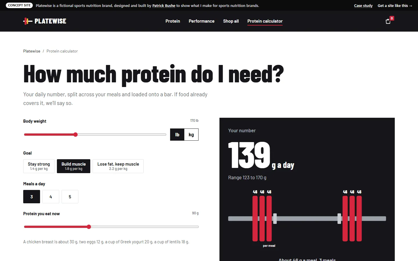 Platewise: Protein calculator on a desktop screen