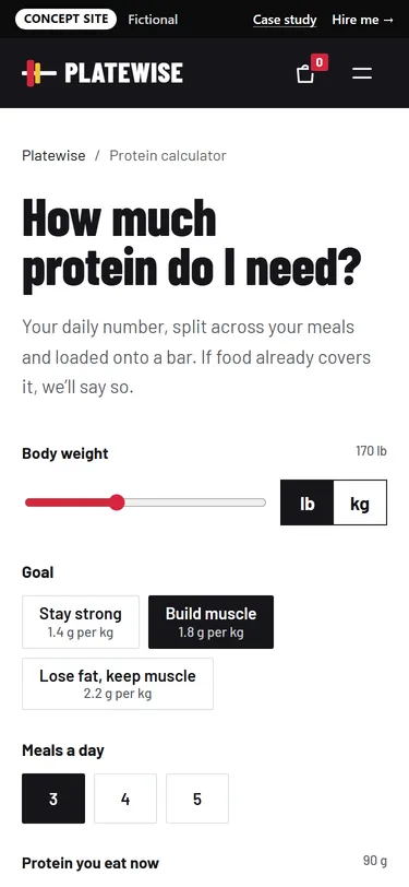 Platewise: Protein calculator on a phone