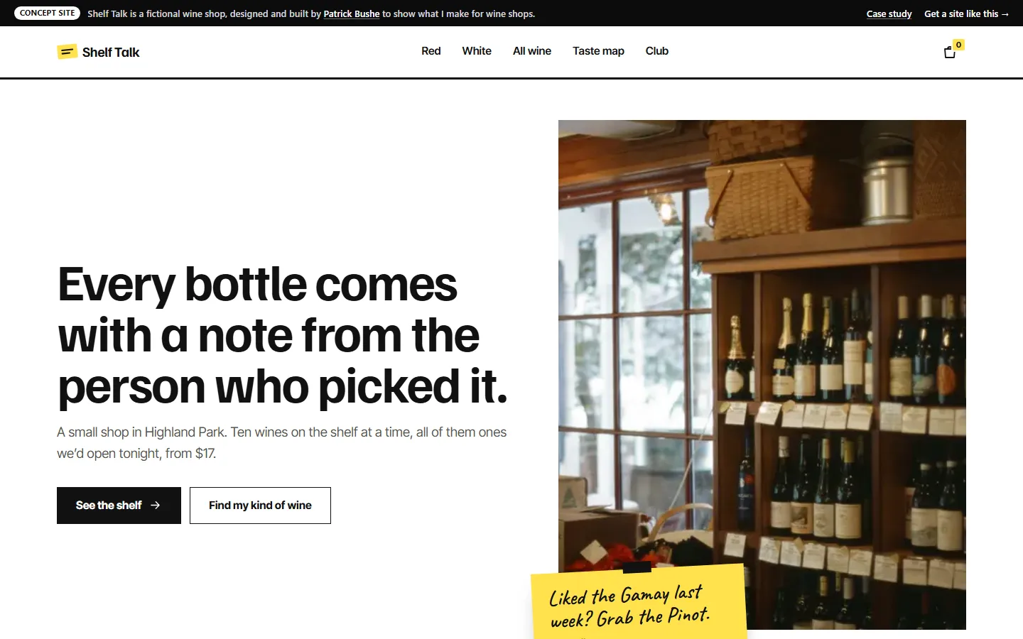 Shelf Talk home page on a desktop screen