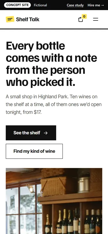 Shelf Talk home page on a phone