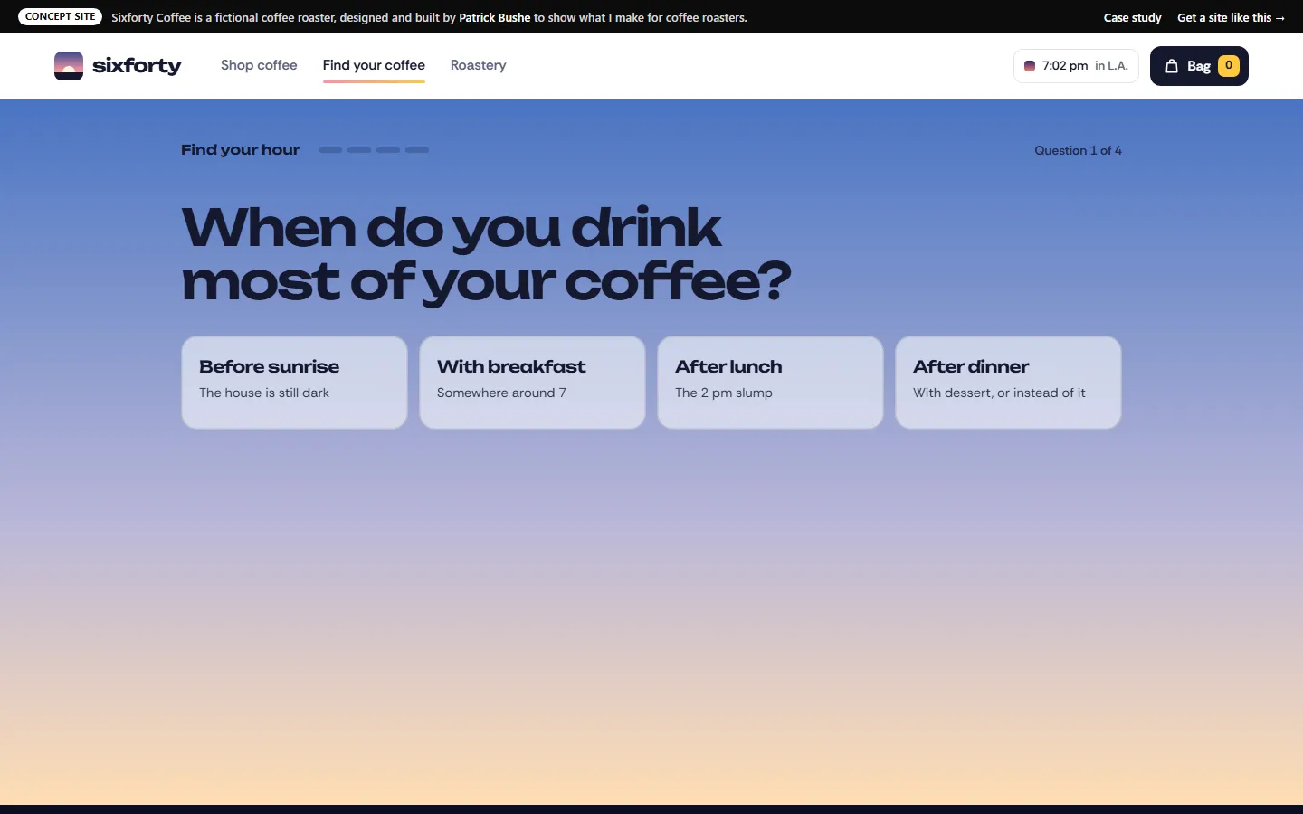 Sixforty Coffee: Coffee finder on a desktop screen
