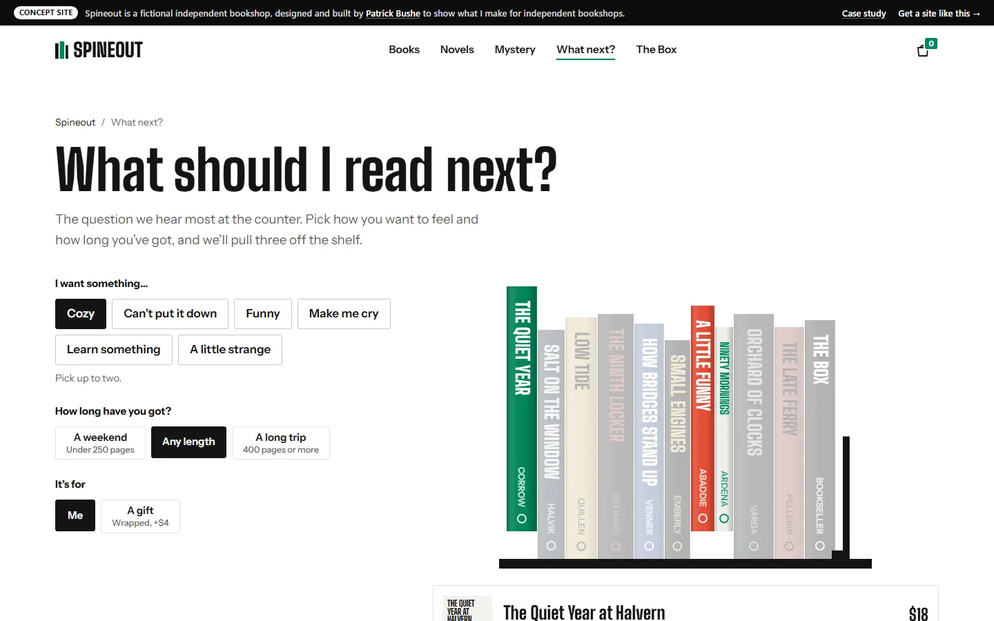 Spineout: What next? on a desktop screen