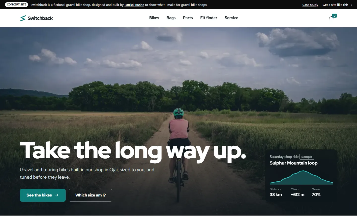 Switchback home page on a desktop screen