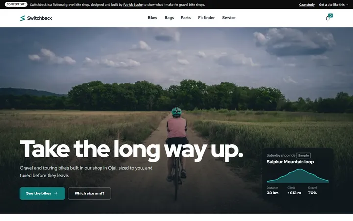 Switchback concept site, home page