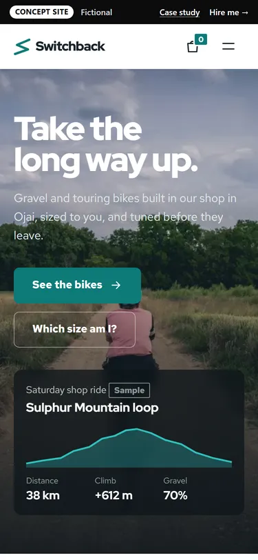 Switchback home page on a phone
