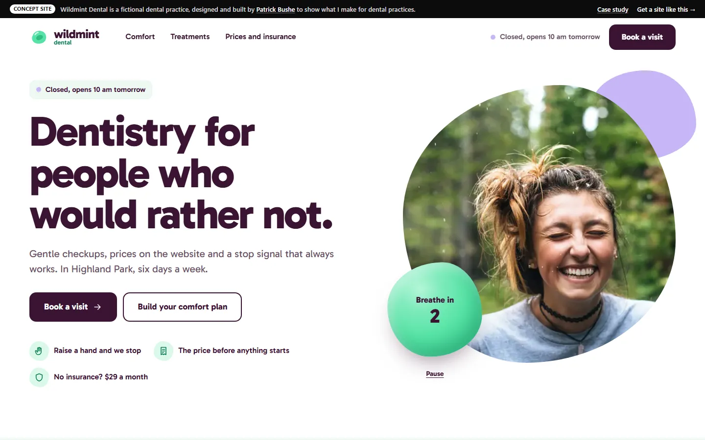 Wildmint Dental home page on a desktop screen